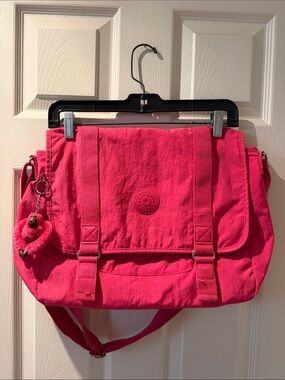 Kipling Hot Pink Canvas Messenger Shoulder Bag